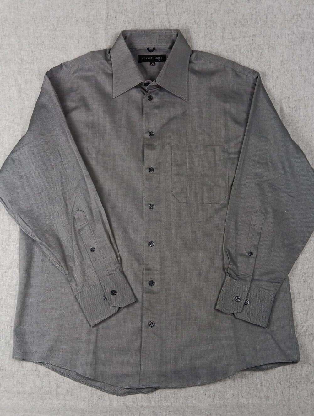 Kenneth Cole Men's Gray Long-Sleeve Dress Shirt Size 16(32/33)